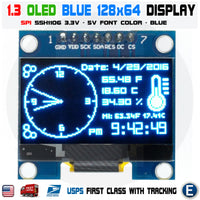 1.3" SPI 128X64 LED OLED LCD Display Module Arduino Blue Color SSH1106 US