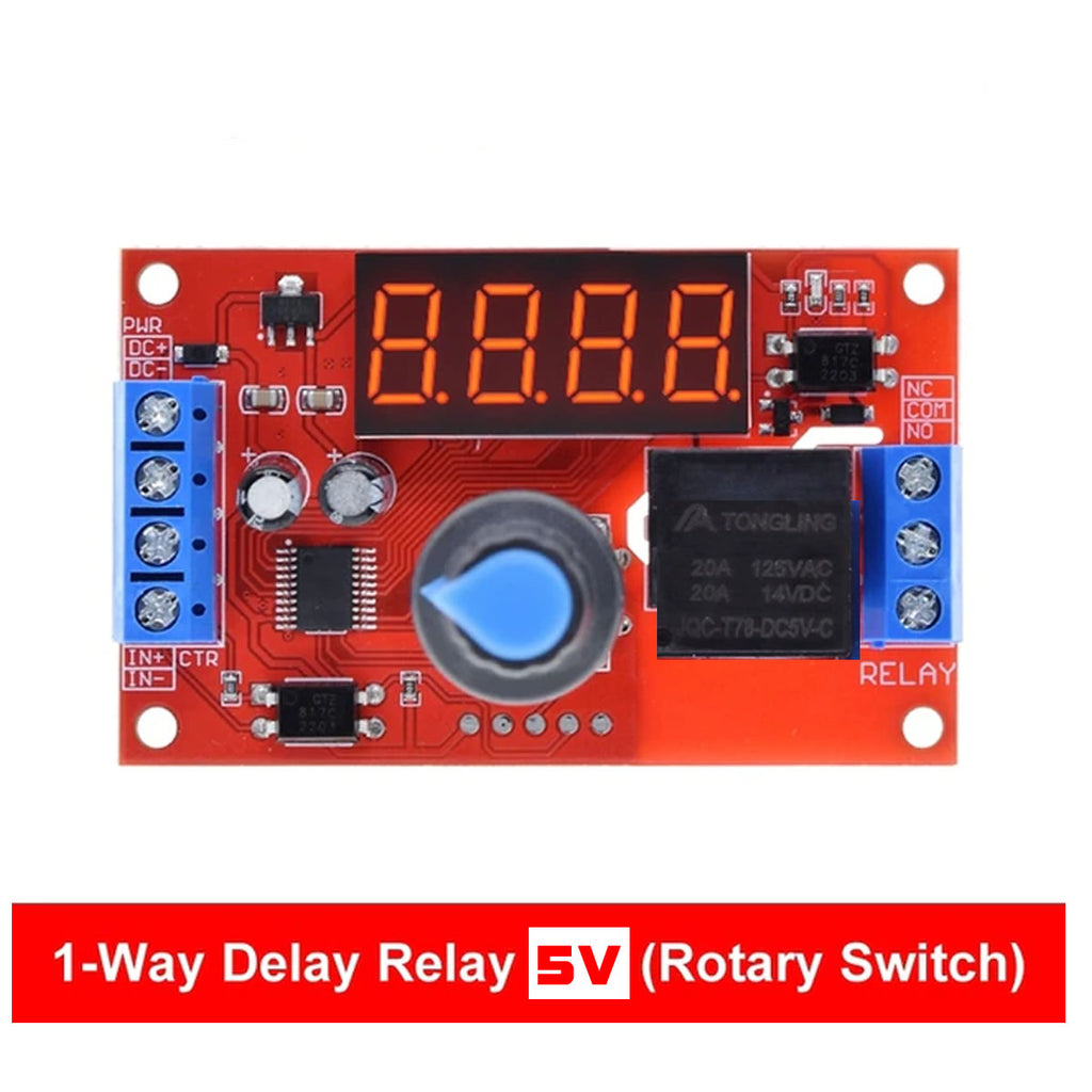DC 5V 10A Adjustable Time Delay Relay Module LED Digital Timer Rotary ...