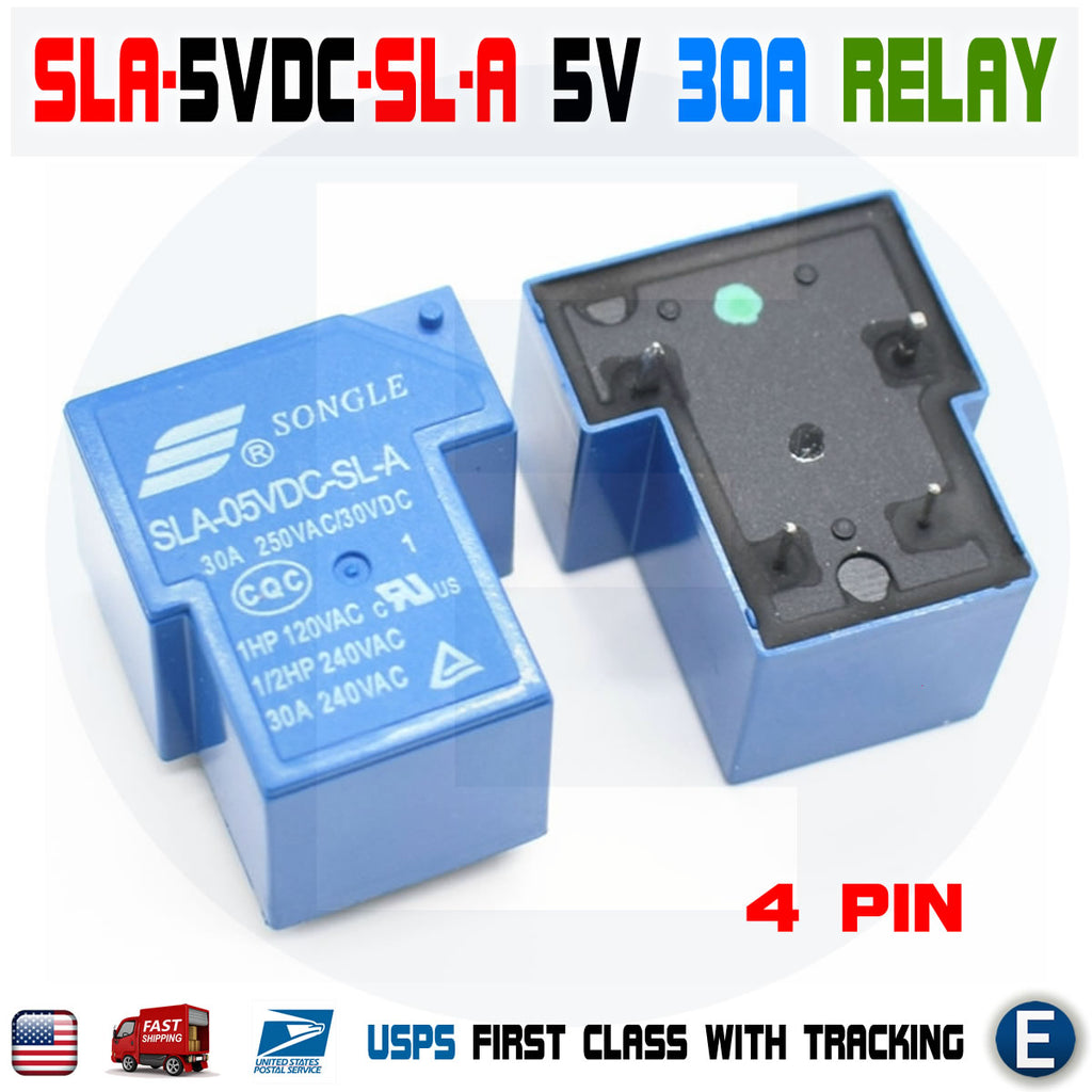 SLA-5VDC-SL-A Songle Relay 5VDC 30A 250VAC 30VDC 4 Pin 5V DC 5 Volt V ...