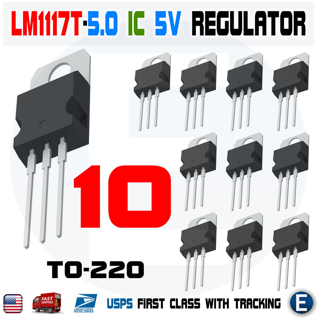 10pcs LM1117T-5.0 LM1117 LD1117 5.0V TO-220 Voltage Regulator 0.8A 5V