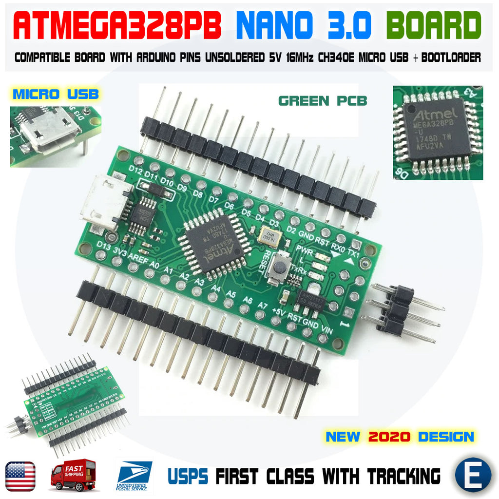 ATmega328PB Nano V3.0 Micro USB Board + Terminal Adapter for Arduino Nano V3 - eElectronicParts