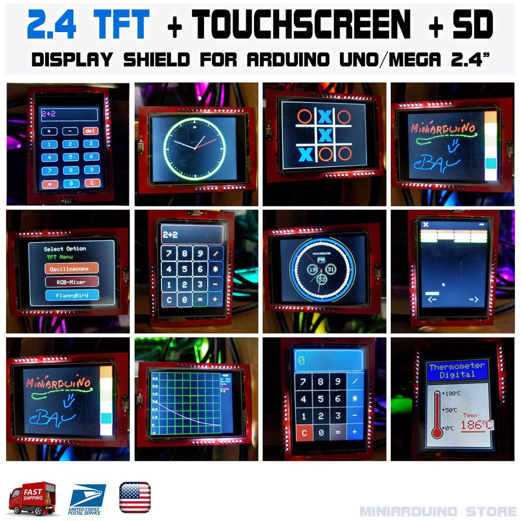 2.4" TFT LCD Display Shield Touch Panel Screen Arduino UNO R3 ATmega32 ...
