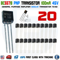 20 x BC557B BC557 Silicon PNP Transistors 45V 100mA 500mW Amplifier TO-92 Case - eElectronicParts