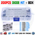 200pcs 10 Values Rectifier Diode Assorted Kit + Clear Box 1N4001~1N4007 & 1N5817~1N5819