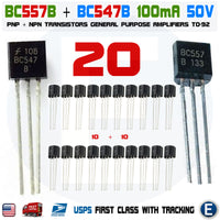20pcs 10 x BC557B BC557 10 x BC547B BC547 Pairs Transistors NPN PNP TO-92 - eElectronicParts