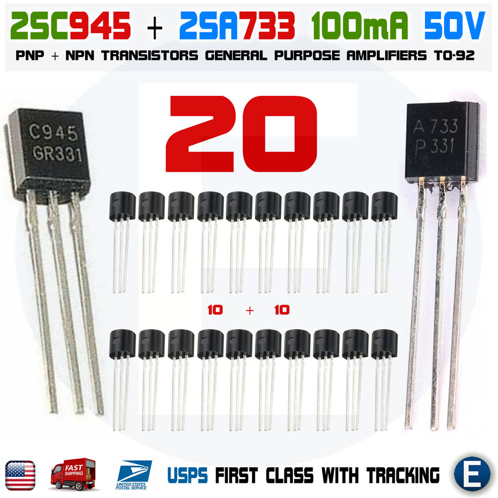 20pcs 10 pairs of 2SA733 & 2SC945 A733 C945, TO-92 audio transistor - eElectronicParts