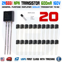 20pcs 2N5551 NPN Transistor 160V 600 mA 0.6A TO-92 Package - eElectronicParts