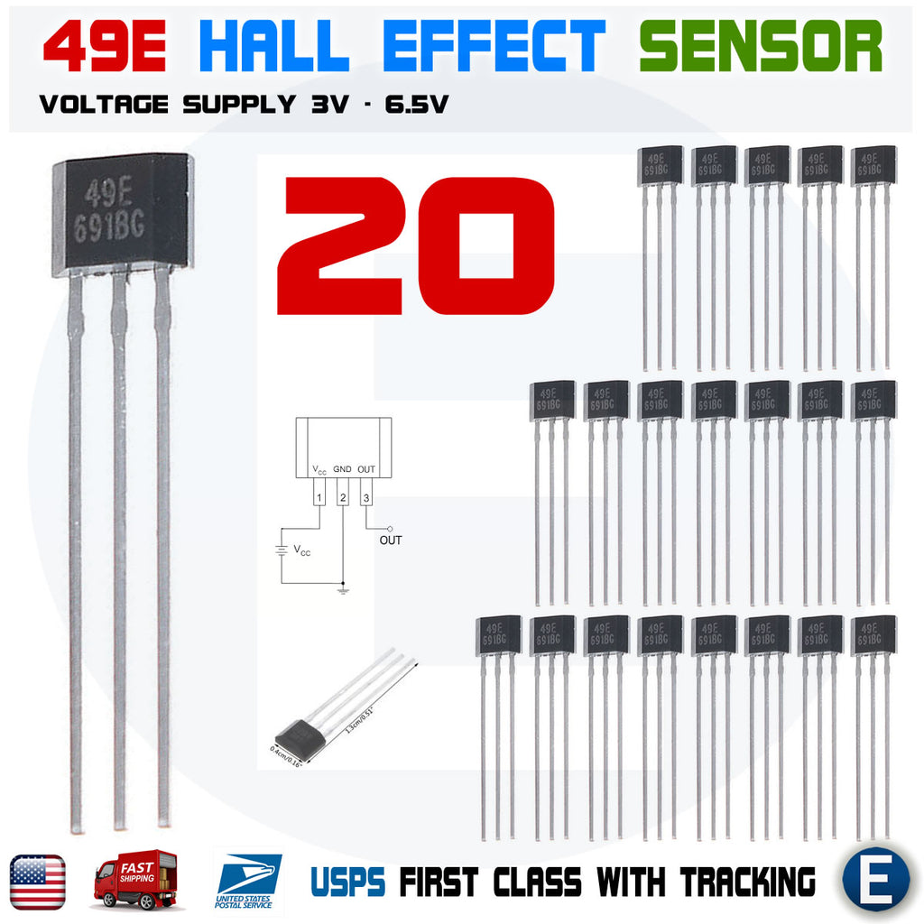 20pcs 49E OH49E SS49E Linear Hall Effect Magnetic Sensor Switch Arduino - eElectronicParts