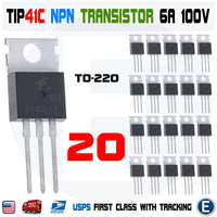 20pcs TIP41C TIP41 NPN Bipolar Transistor TO-220 100V 6A 65W Fairchild USA