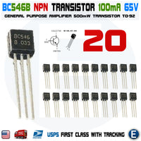 20pcs Transistor NPN BC546 BC546B 0.1A 65V Amplifier - eElectronicParts