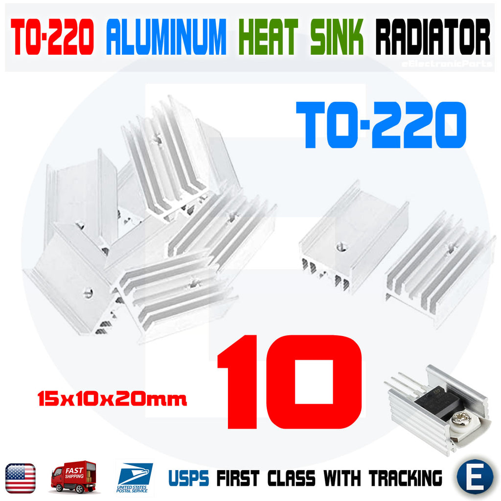 10pcs Aluminum Heatsink for Transistor or Voltage Regulator TO-220 20x15x10mm US