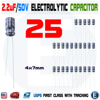 25PCS 2.2uF 50V 105C Capacitor Electrolytic 4x7mm for 50V 25V 16V 10V 6.3V