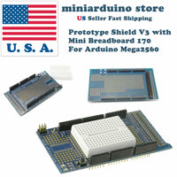 Arduino MEGA2560 Prototype Shield ProtoShield V3 with 170 pin mini breadboard