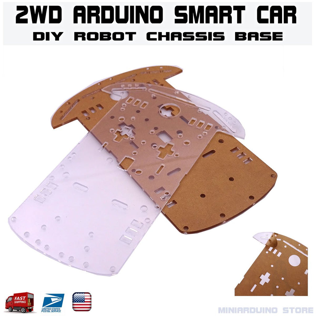 2WD Smart Car Robot Chassis Base Acrylic Plate Kit Arduino MCU DIY - eElectronicParts