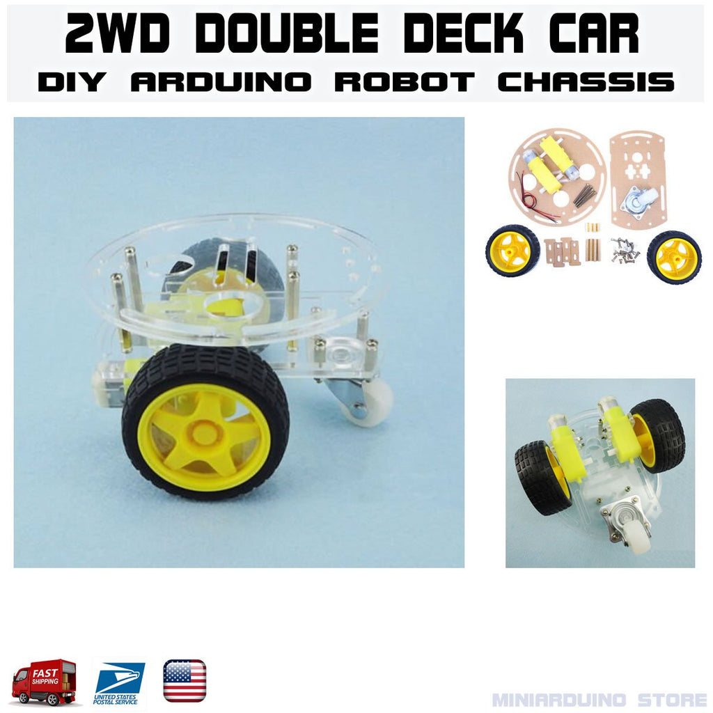 2WD Double Deck Smart Car Robot Chassis Kit Arduino MCU tracing DIY - eElectronicParts