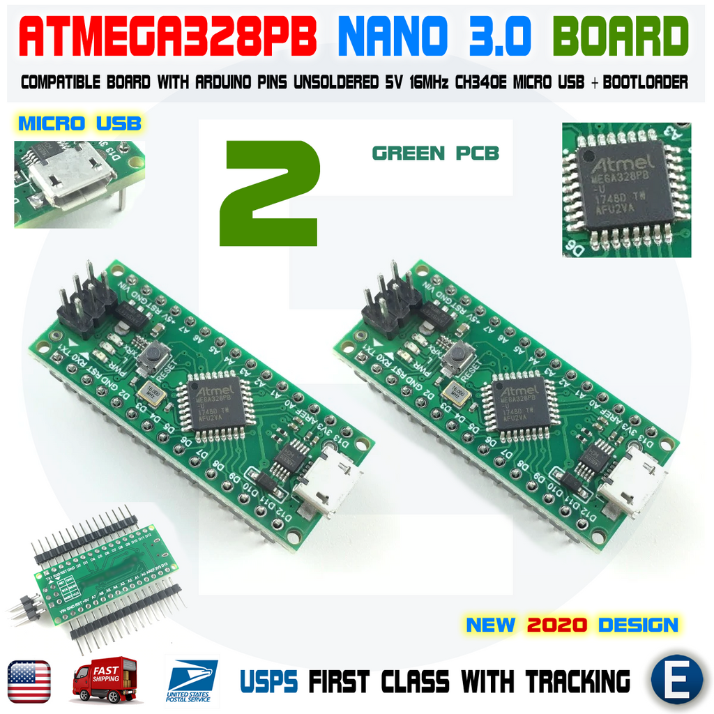 2PCS Nano V3.0 Compatible Board ATmega328PB for Arduino Micro USB ATmega328P - eElectronicParts