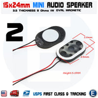 2pcs Speaker Oval 15x24mm Dia 8 Ohm 1W 2-Wire Mini Micro Audio Magnetic - eElectronicParts