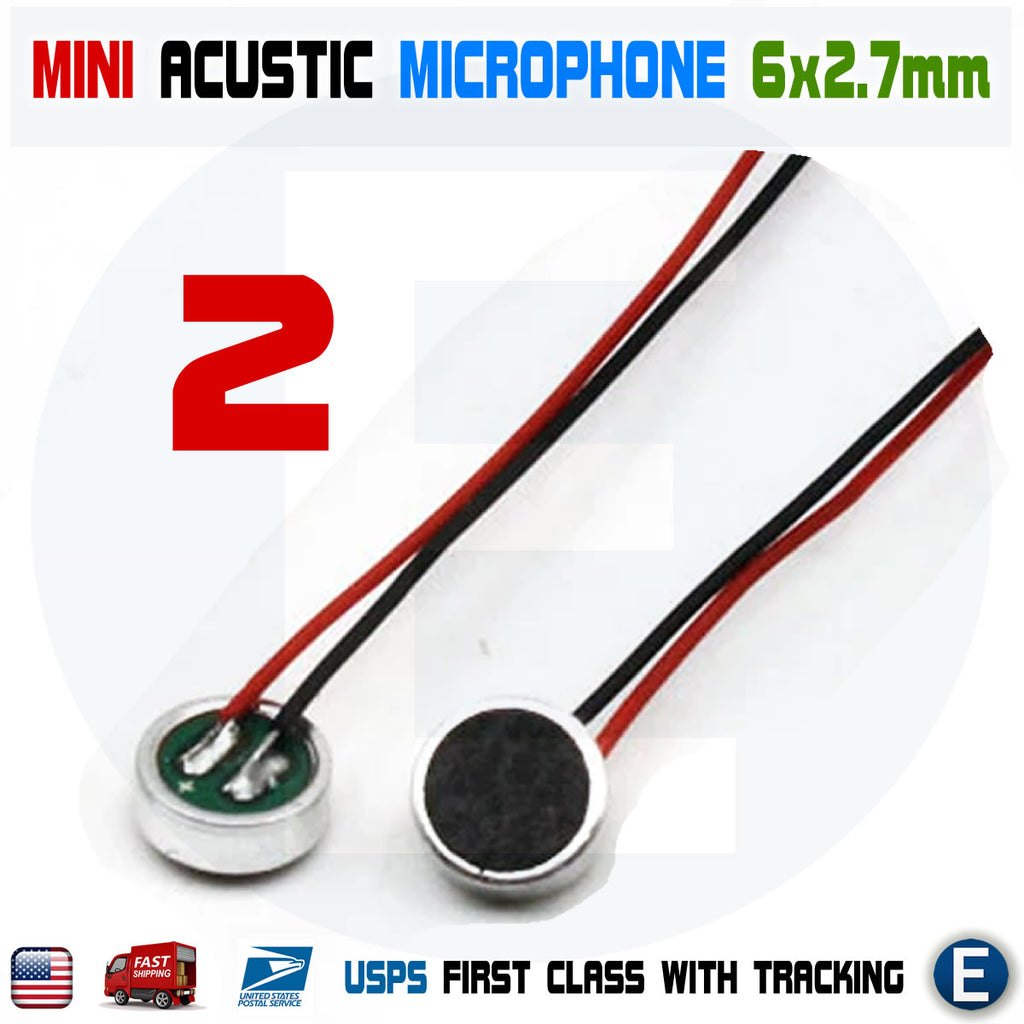 2pcs Mini Acoustic Electret Microphone 6x2.7MM Omnidirectional with leads
