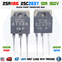 2SA1186 + 2SC2837 A1186 C2837 Pair Power Transistors 10A 150V 100W PNP NPN