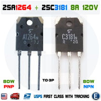 2SA1264N A1264 + 2SC3181N C3181 Power Transistor 1 Pair 8A 120V 80W