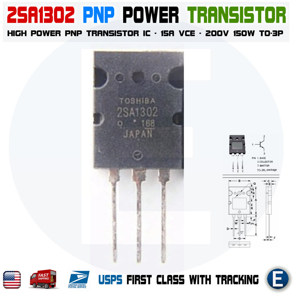 2SA1302 PNP Audio Power Toshiba Transistor 15A 200V 150W TO-3P A1302 - eElectronicParts