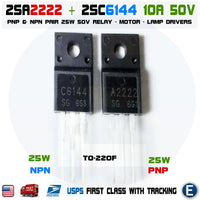 2SA2222 + 2SC6144 Pair A2222/C6144 TO-220F Transistor RELAY - MOTOR - LAMP DRIVERS