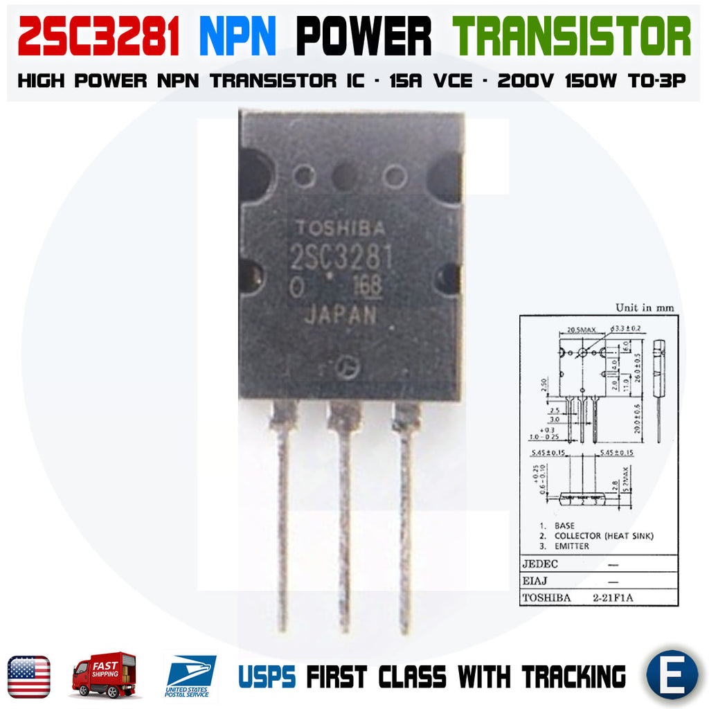 2SC3281 NPN Audio Power Toshiba Transistor 15A 200V 150W TO-3P C3281 - eElectronicParts