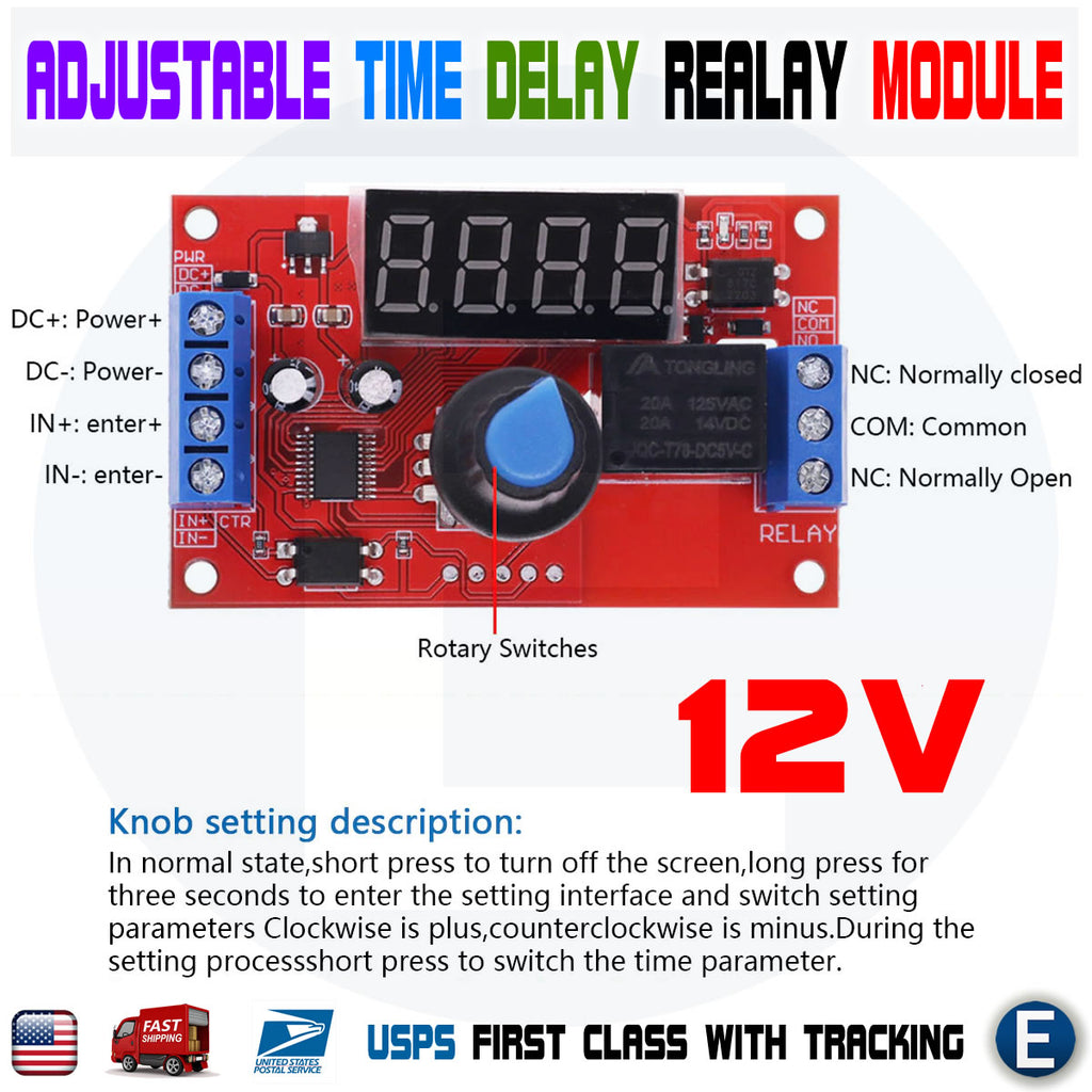 Timer Relay Module Digikey DC 12V 10A Adjustable Time Delay Relay Module LED Digital Timer Rotary ...