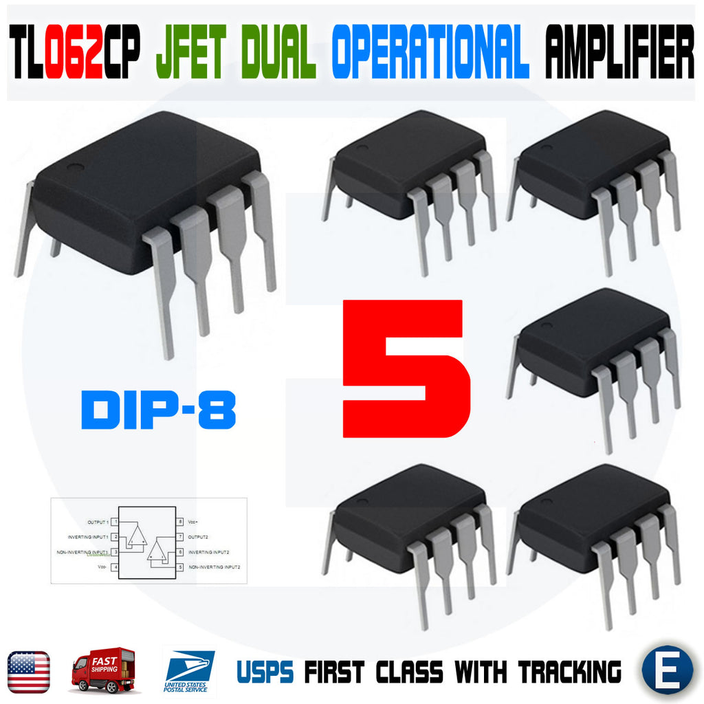 5PCS TL062CP JFET-Input Dual Operational Amplifier IC Chip TL062 DIP-8 Low Noise