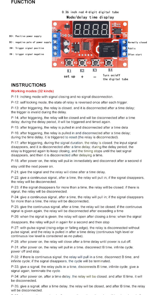 DC 5V 10A Adjustable Time Delay Relay Module LED Digital Timer Switch ...