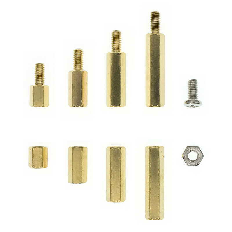 120pcs M3 Male Female Brass Hex Column Standoff Support Spacer Pillar + Box Case