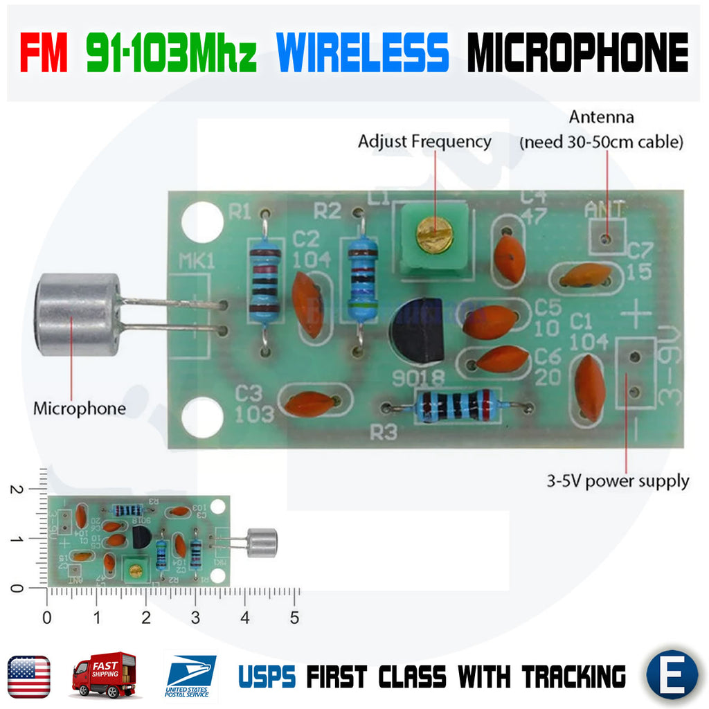 DIY Mini Wireless Microphone Radio Transmitter Module 3-5V 91-103MHz