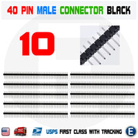 10Pcs 40Pin Male Single Row Straight Strip Pin Header PCB Panel 2.54mm Black