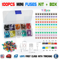 100pcs 10 values Car Mini Blade Fuses Kit 2A 3A 5A 7.5A 10A 15A 20A 25A 30A 35A