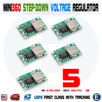 5pcs Mini-360 Buck Converter Step Down Adjustable Power Supply Module DC-DC 1-17