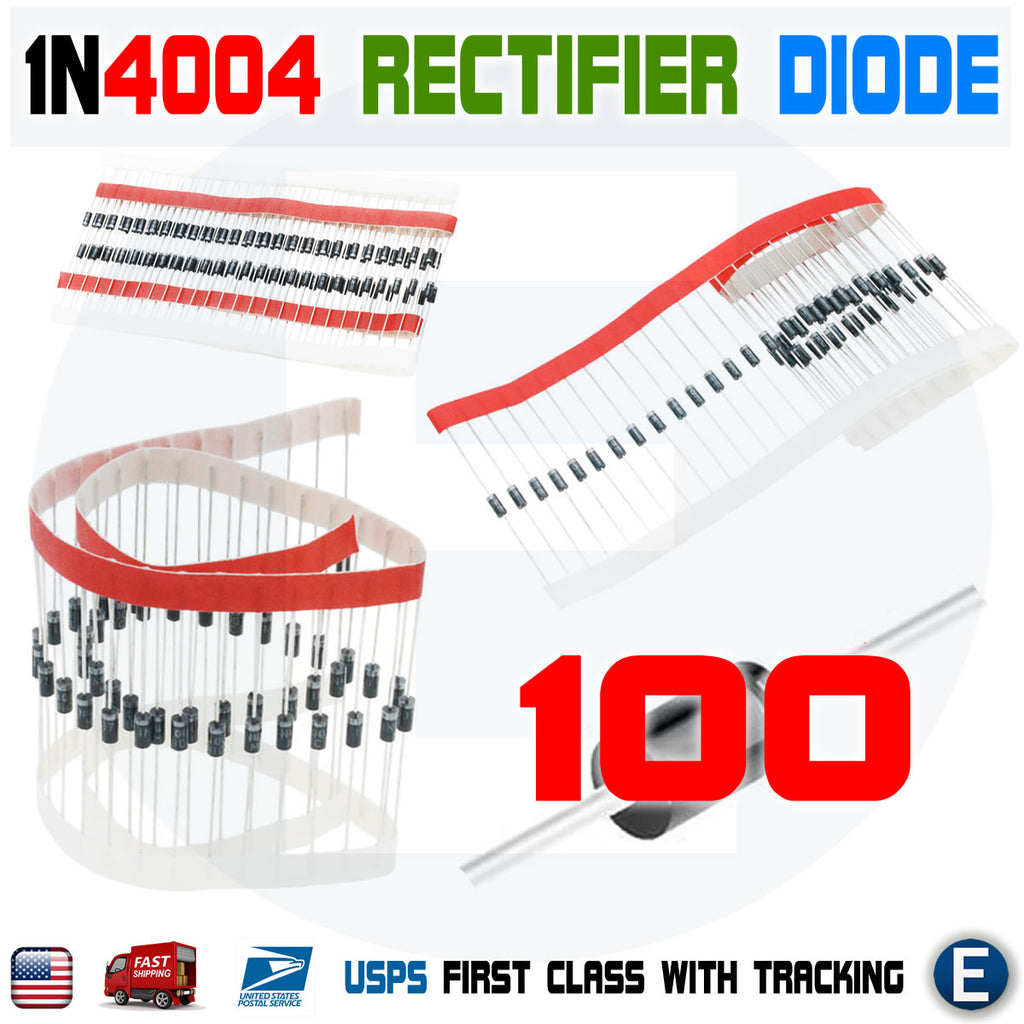 100pcs 1N4004 Rectifier Diode 1A 400V IN4004 US Seller Fast Shipping - eElectronicParts