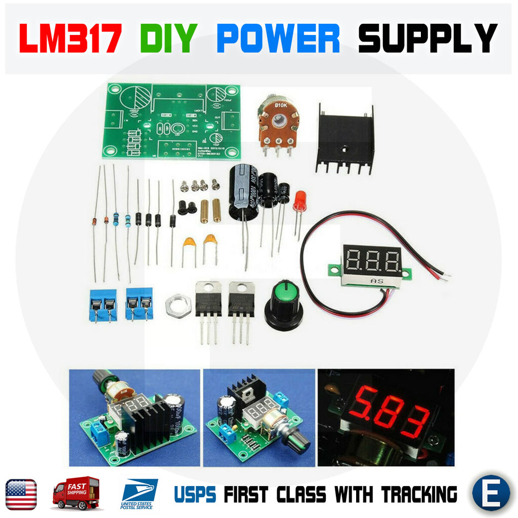 DIY LM317 LED Digital Display Adjustable Regulated Power Supply Board ...