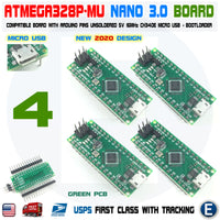 4 x Nano V3.0 Compatible Board ATmega328P-MU Micro USB for Arduino Unsoldered - eElectronicParts