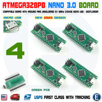 4 x Nano V3.0 ATmega328P Compatible Board ATmega328PB for Arduino Micro USB - eElectronicParts