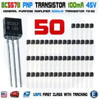 50 x BC557B BC557 Silicon PNP Transistors 45V 100mA 500mW Amplifier TO-92 Case - eElectronicParts