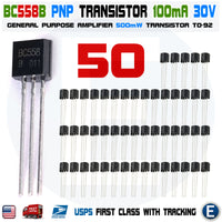 50 x BC558B BC558 Silicon PNP Transistors 30V 100mA 500mW Amplifier TO-92 Case - eElectronicParts