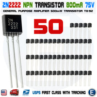 50pcs 2N2222A NPN 2N2222 TO-92 Plastic-Encapsulate Power Transistors 75V 0.8A - eElectronicParts
