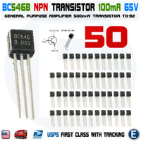 50pcs Transistor NPN BC546 BC546B 0.1A 65V Amplifier - eElectronicParts