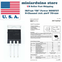 5 PCS IRF740 "IR" Power MOSFET N-Channel 10A 400V 5X IRF740PBF - eElectronicParts