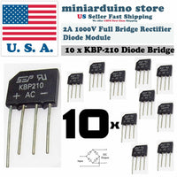 10PCS KBP210 Generic Diode Full Bridge Rectifier 2A 1000V 4PIN - eElectronicParts