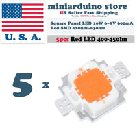 5PCS Square Panel LED 10W 6~8V 600mA Red 400-450lm 620nm~630nm grow light - eElectronicParts