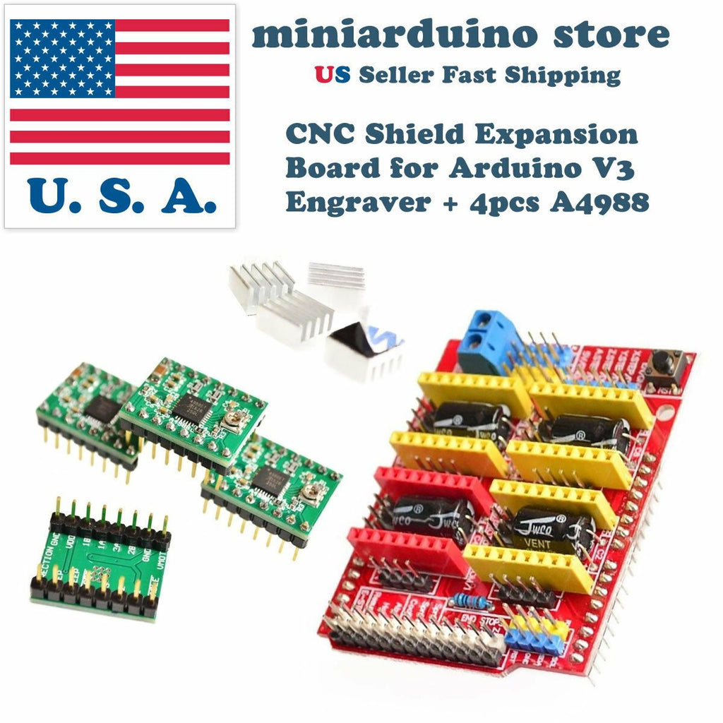 Arduino CNC V3 Shield Mill Router Engraver Robot + 4x A4988 + UNO R3 CH340g USA - eElectronicParts