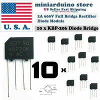 10PCS KBP206 Generic Diode Full Bridge Rectifier 2A 600V 4PIN - eElectronicParts