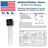 10pcs WS79L05 79L05 L79L05ACZ L79L05 Negative Voltage Regulator -5V 100mA 0.1A - eElectronicParts