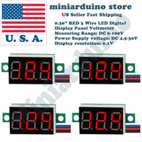 4pcs 0.36" RED DC 0-100V 3 Wire LED Digital Display Panel Volt Meter Voltmeter - eElectronicParts